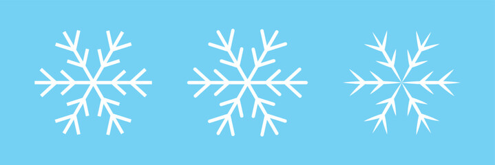 Snowflake isolated on blue background. Isolated snowflake collection. Frost background. Christmas icon. Vector illustration in eps 10.