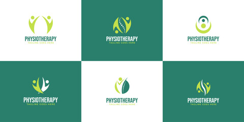 Set of physiotherapy logo design vector collection template illustration