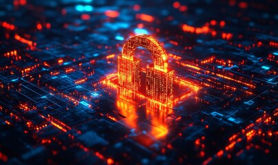 Fototapeta premium Digital Fortress: An abstract representation of cybersecurity with binary code forming an impenetrable fortress, symbolizing the protection of digital, Generative AI