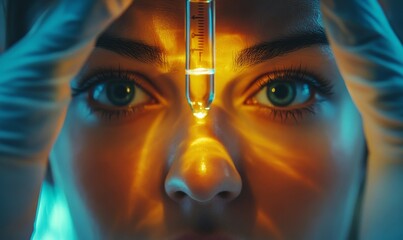 Biohacking Hope: A scientist holds a vial of glowing liquid, their eyes filled with both fear and hope, as they push the boundaries of genetic, Generative AI