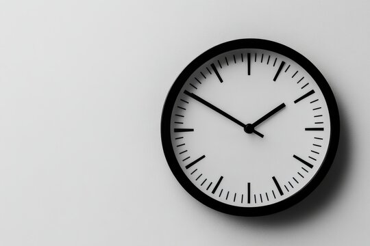A minimalist black and white sign symbolizing daylight saving time, bold fonts with a modern clock - Powered by Adobe