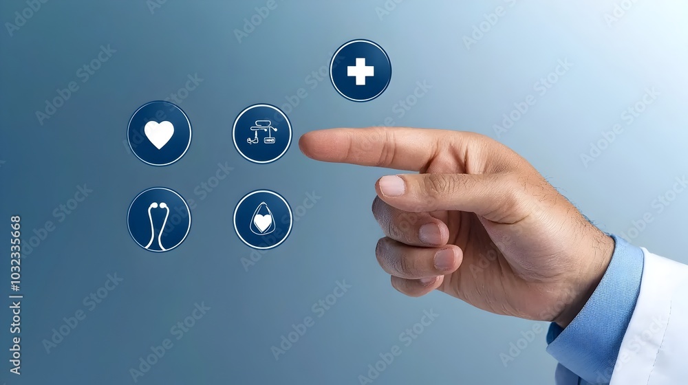 Poster thin line icons featuring virtual doctor services medical consultations and online diagnosis process