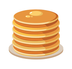 Stack of pancakes with syrup and berries on a plate