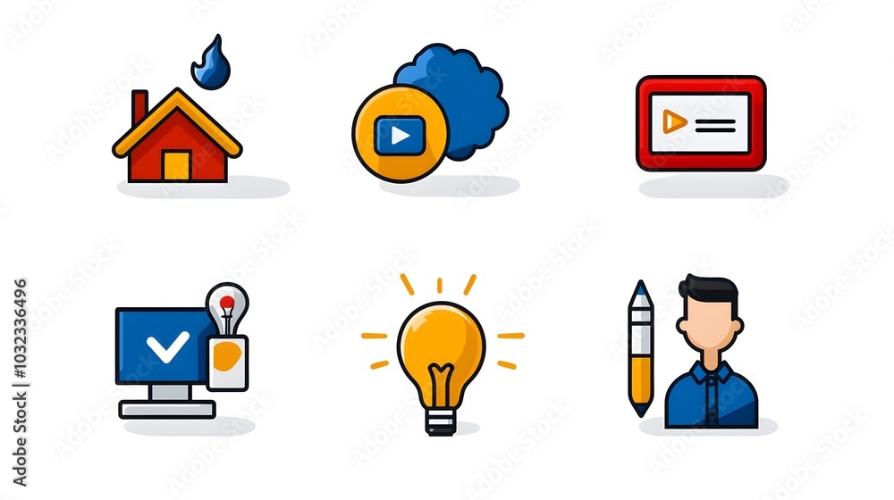 Poster set of minimalist thin line icons representing various digital marketing concepts and strategies inc