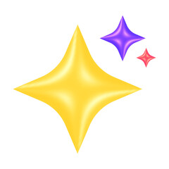 Obraz premium Bright glossy 3d stars on a white background