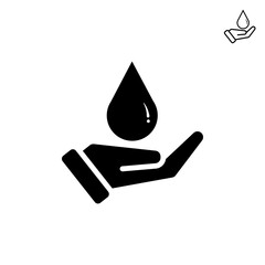 hand icon. Water saving icon. save blood icon. simple design style. for blood donations, water donations, water sources. vector template design