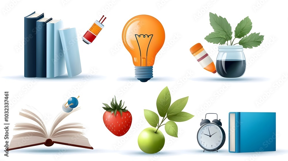 Aufkleber Minimalist icon set featuring essential knowledge concepts like book creativity light bulb and genius designed with sleek thin lines for educational and creative visual applications