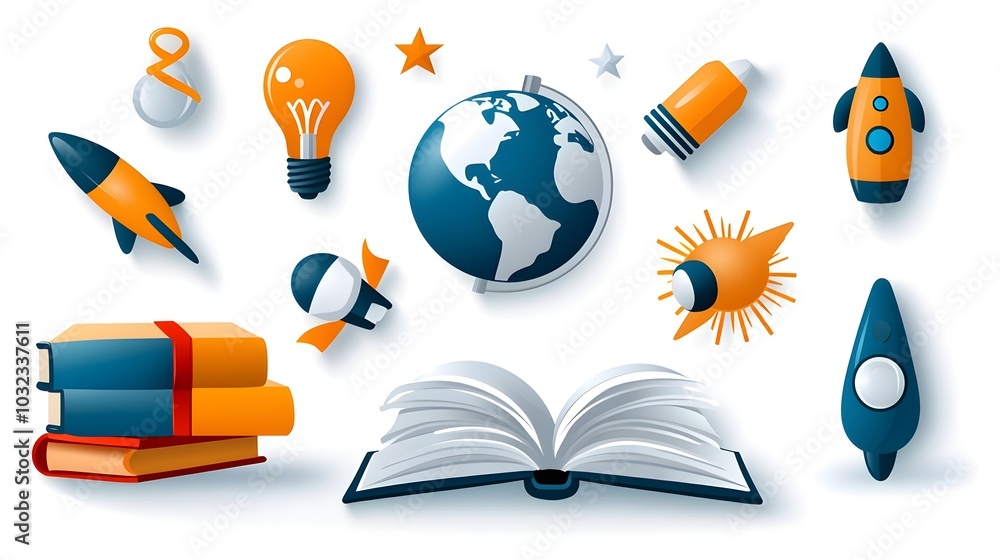 Aufkleber minimalist icon set featuring thin line graphics representing ideas education and intellectual conce