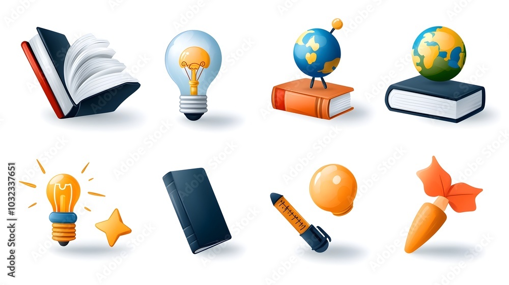 Poster minimalist line icons depicting intellectual concepts such as knowledge cleverness education researc