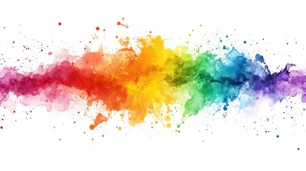 Fototapeta premium Abstract colorful watercolor paint splatter with rainbow colors on white background.