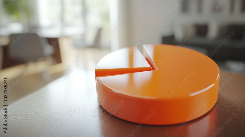 Aufkleber orange pie chart on table in office setting