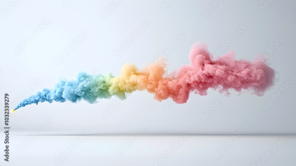 Aufkleber mesmerizing abstract image featuring a vibrant swirling smoke plume in soft gradients that fades ele