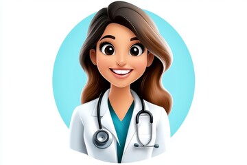 Doctor avatar with a stethoscope, wearing a lab coat and a warm smile