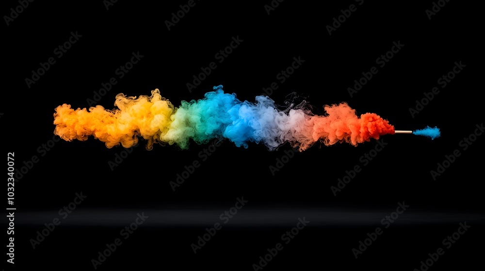 Poster striking multicolor smoke plume with delicate gradients and a transparent background creating a visu