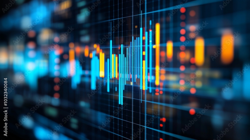Poster abstract data visualization with colorful graphs