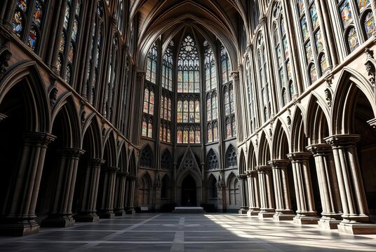 Gothic Cathedral A room featuring a grand Gothic cathedral compl
