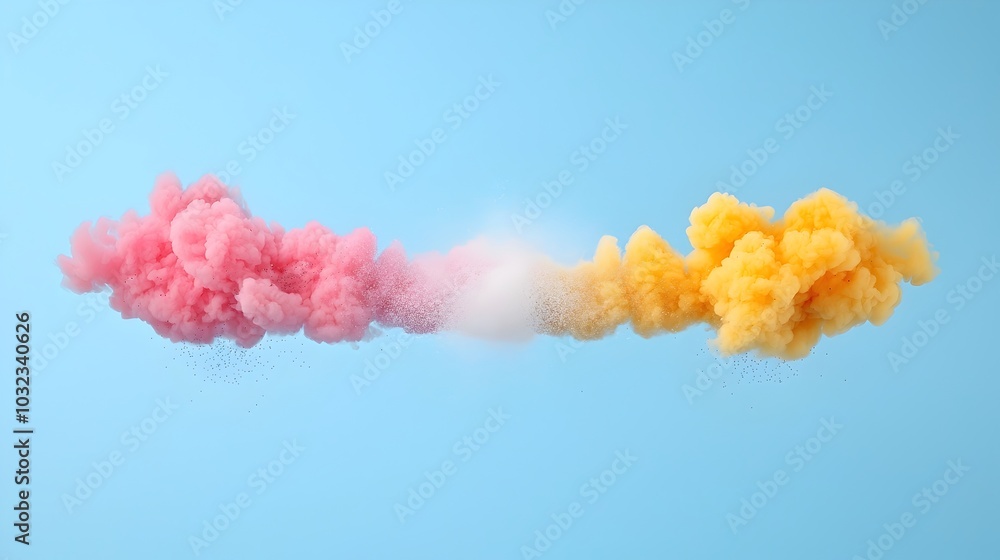 Poster Mesmerizing soft colorful smoke plumes twisting and merging on a transparent background creating a visually stunning and ethereal effect