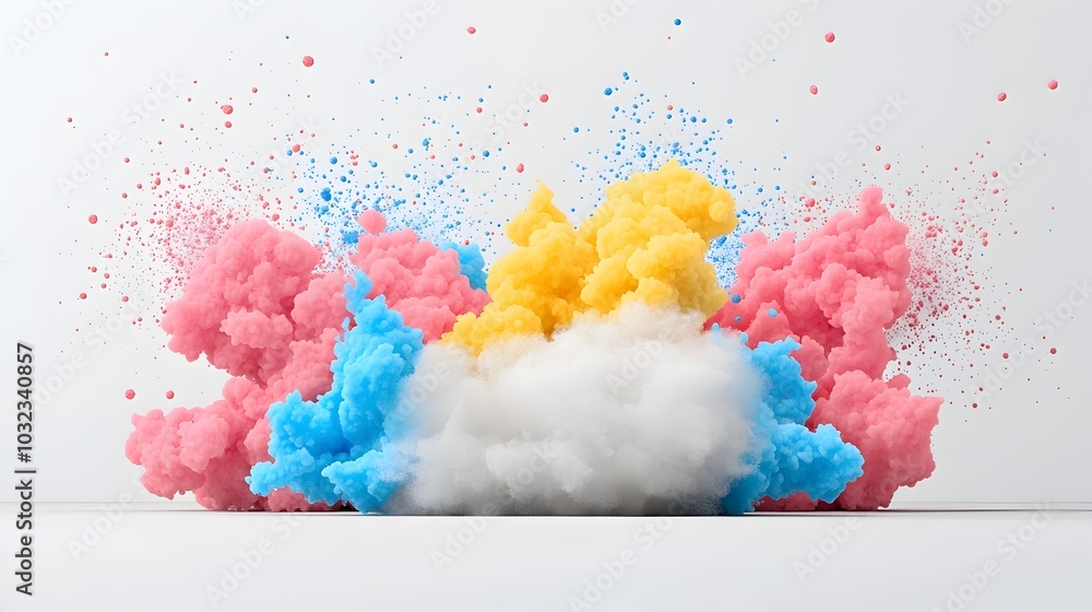 Aufkleber Gracefully spreading smoke plume in vivid colors on a transparent background with soft edges for a seamless overlay effect