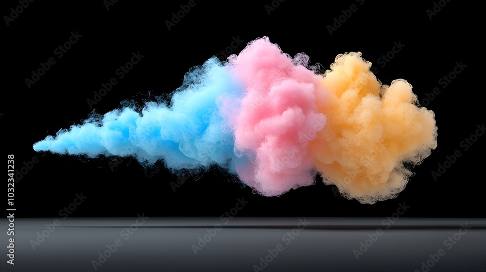 Poster mesmerizing colorful smoke plume rising and twisting with fine gradients creating a dynamic and capt