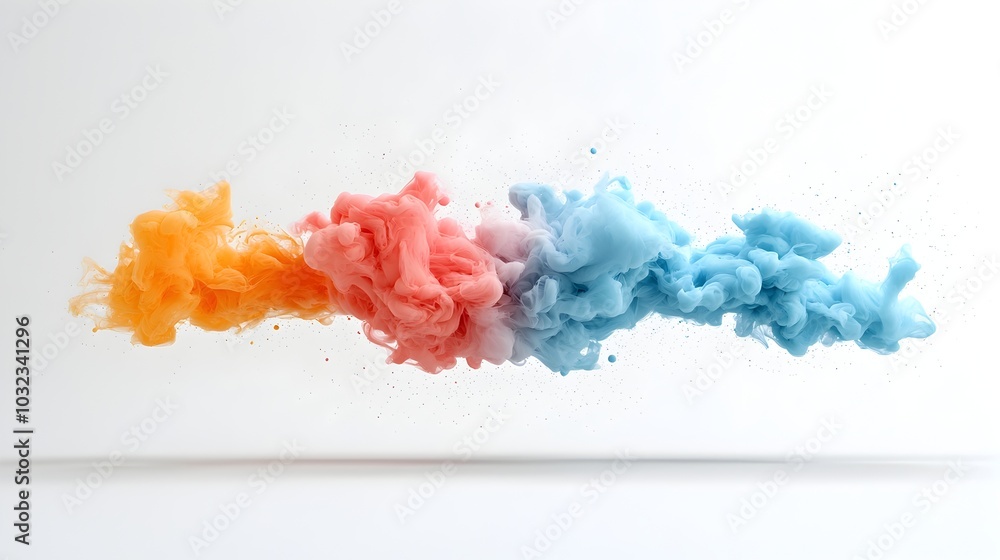 Poster Dynamically Twisting Colorful Smoke Plume with Fine Gradients and Fluid Movements on Transparent Background for Compositions and Designs