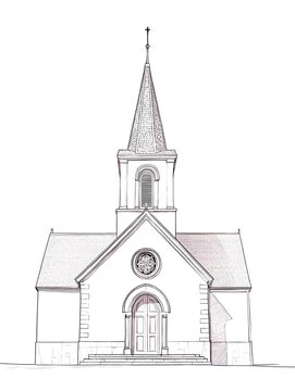 church building sketch, front view clip art preview