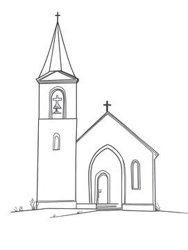 black and white church building outline clip art preview