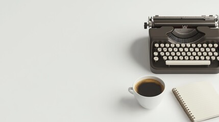 Vintage Typewriter and Coffee on Minimalist Desk