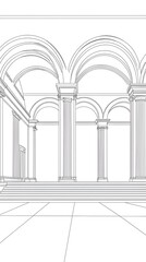 Minimalist Outline of a Grand Opera House on a White Background
