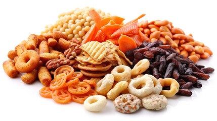 A Snack on White Background - a delicious and inviting visual. The snack placed on a pure white backdrop creates an appealing and mouthwatering scene.
