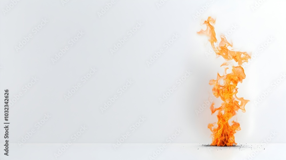 Poster captivating image of bright fire flames twisting and crackling in dynamic mid motion isolated on a p