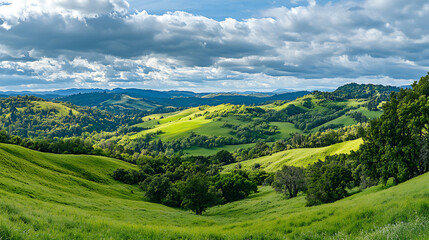 Fototapeta premium green hills panorama landscape