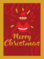 Xmas Modern Greeting Cards, Posters, Holiday Covers or Banners Design Template. Christmas and New Year Greeting And Holiday Card With Lettering Hand Drawn Decorative Elements.