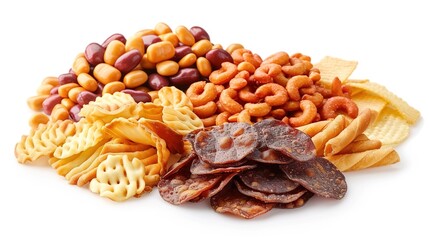 Fototapeta premium A Snack on White Background - a delicious and inviting visual. The snack placed on a pure white backdrop creates an appealing and mouthwatering scene.