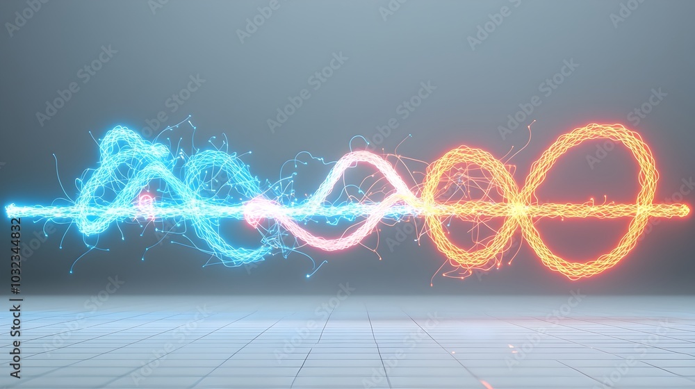 Poster mesmerizing electric current swirling and twisting in a vivid array of colors isolated against a tra