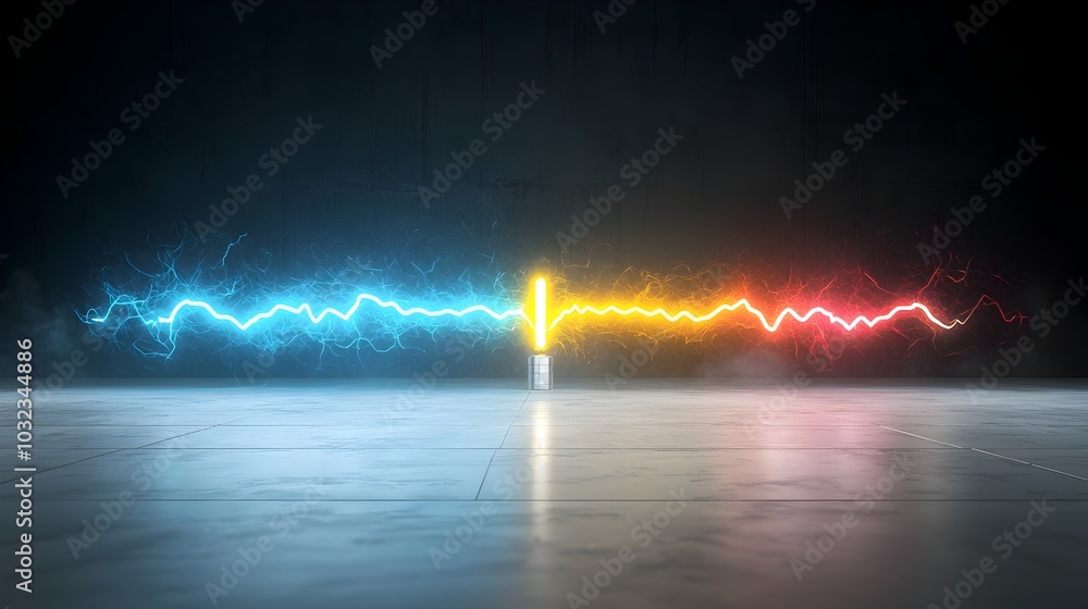 Fototapete Powerful abstract image showcasing a vibrant electric current crackling with intense energy isolated on a transparent background for a striking visual effect