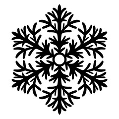 Black snowflake, round ornament. Vector illustration. Winter