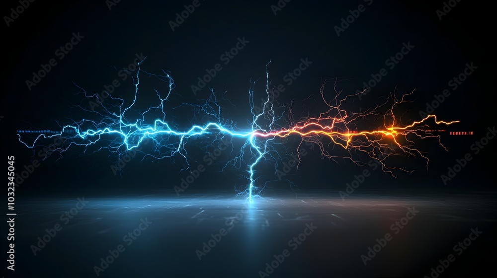 Fototapete multicolored electrical sparks glowing and branching out in sharp lightning like forms isolated on a