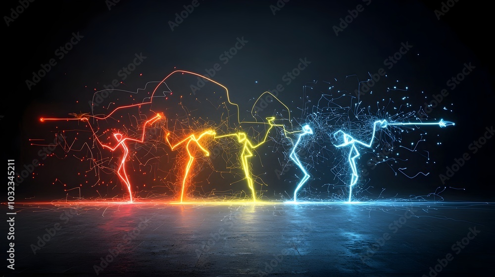 Poster Stunning Visuals of Vibrant Multicolored Electrical Arcs Sparking and Glowing with Intense Energy on a Transparent Background Creating an Electrifying and Futuristic Effect