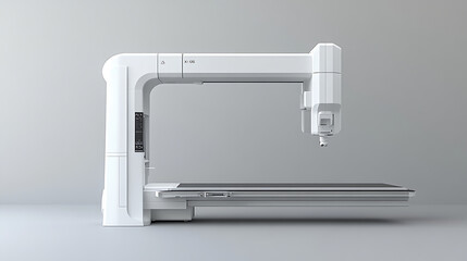 X-ray Machine: A digital X-ray machine, mounted on a movable arm, features a large flat panel detector. 