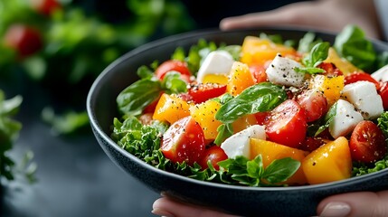 Visually Appealing Vegetarian Meal Prepared with a Variety of Fresh Locally Grown Organic Produce and Seasonings