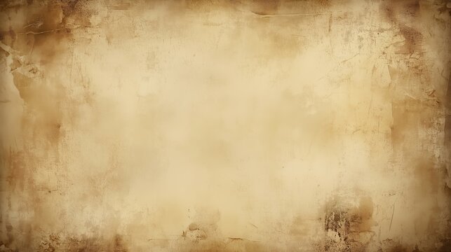 Vintage grunge paper background with sepia tones, featuring aged texture, grain, and stains. Ideal for retro or text-based RPG game design, this textured background offers a weathered, old paper aesth