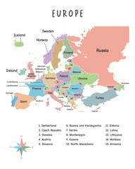 Europe Map with States and Cities Infographic - Vector File