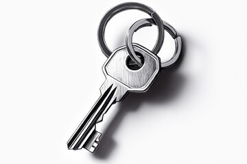 Minimalist sketch of a keyring with a single key, in black and white