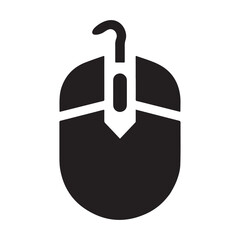 Mouse Line Art Vector Silhouette Icon – Minimalist Rodent Illustration on White Background