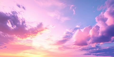 Obraz premium Pink and purple clouds at sunset.