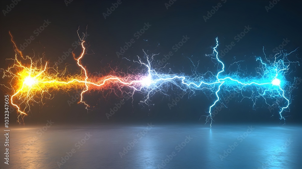 Poster vibrant multicolored lightning bolts surging with powerful dynamic energy isolated on a transparent 