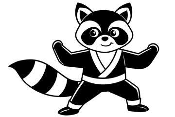 Cute Raccoon Peanut  practicing karate Cartoon vector