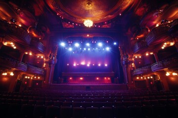 Empty Theater Stage Lights Performance Venue Auditorium