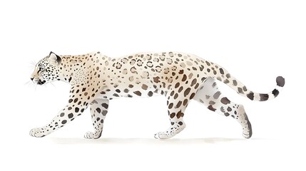 Watercolor Painting of a Powerful and Graceful Jaguar Featuring Striking Textures Vibrant Colors and Captivating Realism on a White Background