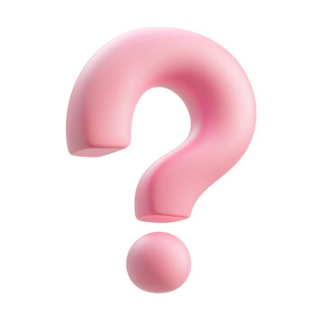 pink question mark 3d render icon isolated on transparent background cutout